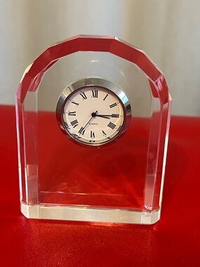 Contemporary Home Living Optic Crystal Semi Circular Clock 3”W4”H 1.25”D